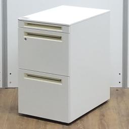 ★【取っ手日焼け】オカムラ製 アドバンス ホワイト フリアド用 W390xD575xH650サイズ シリンダー フリアドデスクや平机の収納力アップに最適! 3段ワゴン!!