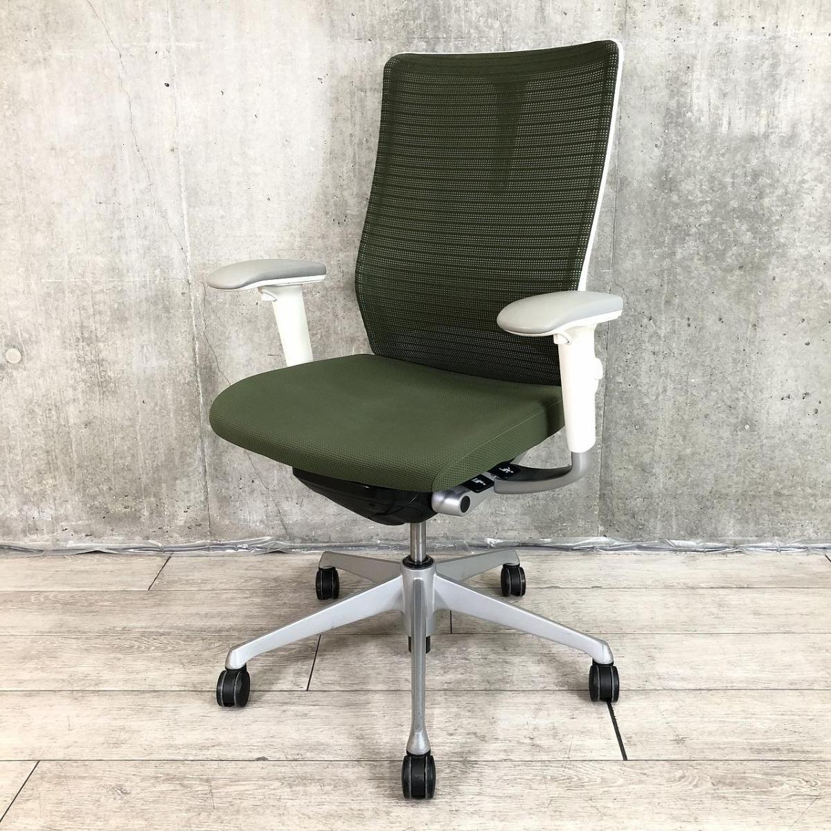 中古】コーラルメッシュ CQ86GZ FSJ5 オカムラ/okamura 肘付ハイバック 