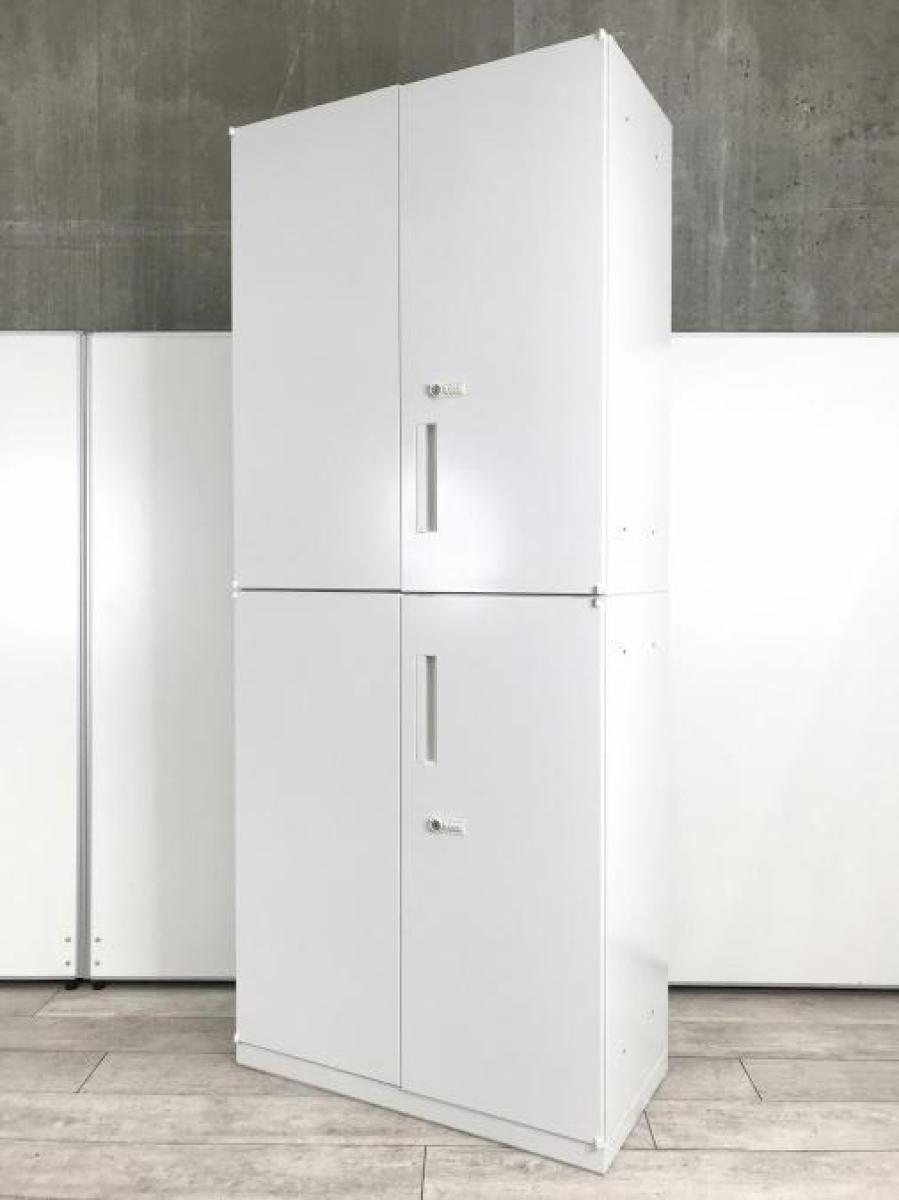 鍵の持ち歩き要らず！便利に使えるダイヤル錠タイプ！収納量＆使い勝手抜群の上下両開き書庫セット！
■ウチダ/HS（ハイパーストレージ）/ホワイト　上下書庫セット両開き＋両開き　ダイヤル錠タイプ
                        HSシリーズ
                                    中古
            