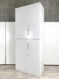 鍵の持ち歩き要らず！便利に使えるダイヤル錠タイプ！収納量＆使い勝手抜群の上下両開き書庫セット！
■ウチダ/HS（ハイパーストレージ）/ホワイト　上下書庫セット両開き＋両開き　ダイヤル錠タイプ