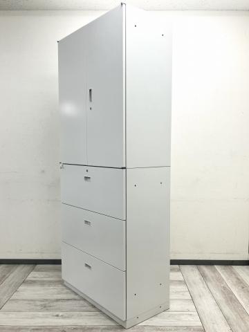 【中古】シンライン HMT-109HSS-W9／HT109AAS1-W9 イトーキ（ITOKI） ハイキャビネット／両開き＋3段ラテラル