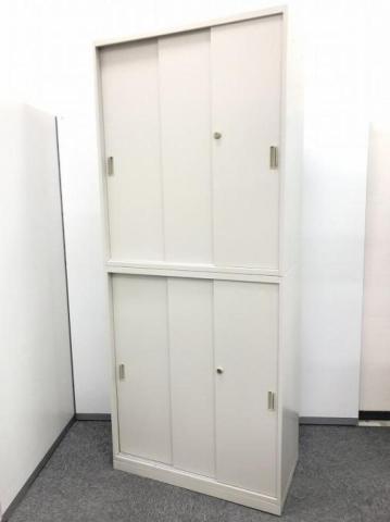 【中古】レクトライン 4B453Y-Z13 オカムラ（okamura） ハイキャビネット／引き違い＋引き違い