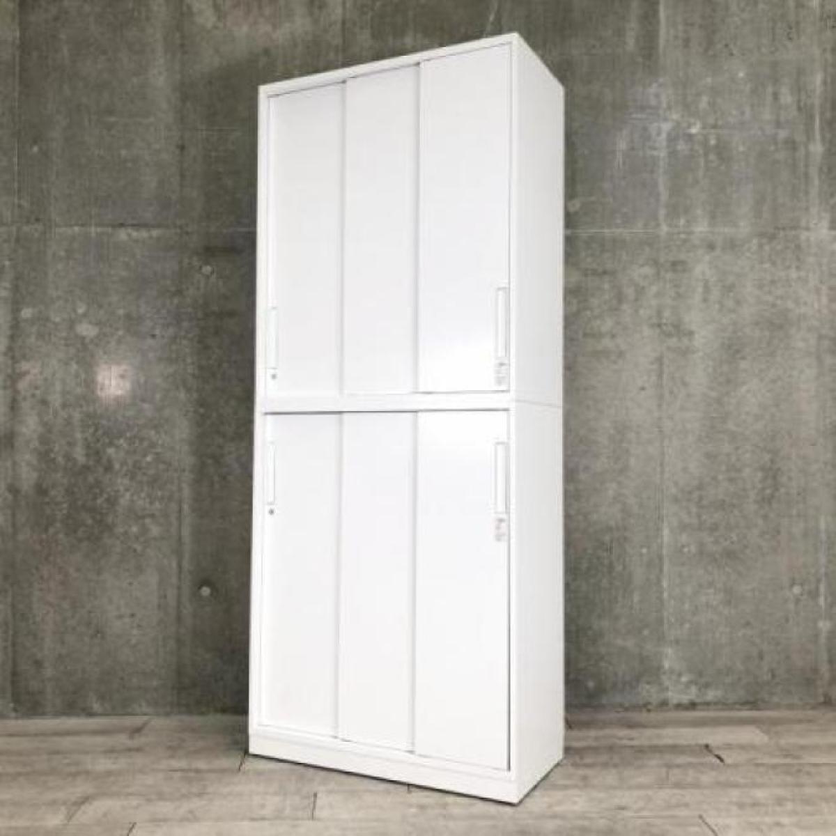 【関西倉庫在庫品】■コクヨ（KOKUYO）製　エディアシリーズ（EDIA）　上下引き違い書庫セット　ハイキャビネット　H2150㎜　■3枚扉　■シリンダー錠　■ホワイト【レアな引き違い書庫セットがロット入荷！　手狭オフィスで大活躍！導線を確保できる上下引き違い書庫セット！】
                        エディア
                                    中古
            