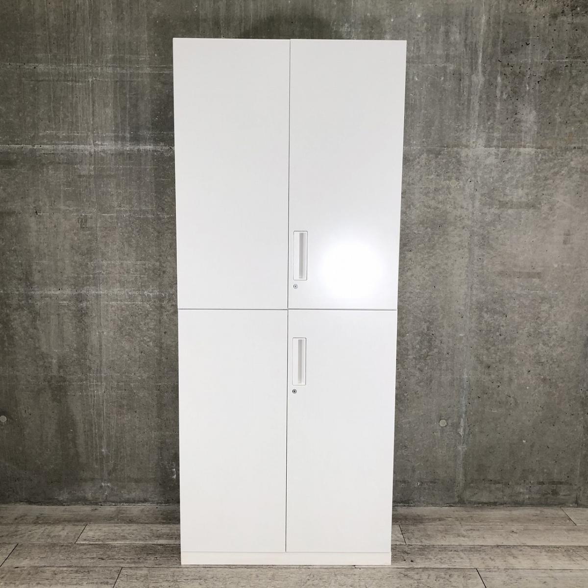 【観音開きですべての書類を見渡せ、必要な書類がラクに取り出せる！人気の書庫セット！】■コクヨ（KOKUYO）製　エディア（EDIA）　上下両開き書庫セット　ハイキャビネット　■ホワイト　■シリンダー錠
                        エディア
                                    中古
            