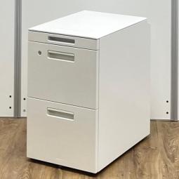 ★コクヨ製 GT ホワイト 天板奥窪みありタイプ W395xD600xH648サイズ フリアド用 シリンダー フリーアドレスデスクのお供に! ちょっとした手荷物入れにも! 大人気コクヨ製のGTワゴンシリーズが入荷! 3段ワゴン!!【管理番号:A01045954】