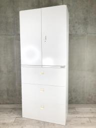 【人気の観音開き＋引き出し仕様！書類整理におすすめ！】■オカムラ(okamura)製　SAデュオラインシリーズ　書庫セット　両開き＋3段ラテラル　H2150㎜　■シリンダー錠　■ホワイト【弊社使用欄：A01049538/A01049539】