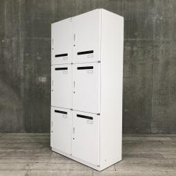 【人気のモバイルタイプロッカー！フリーアドレスのお供に！】■イトーキ（ITOKI）製　シンラインシリーズ　6人用パーソナルロッカー　■投函口付き　■シリンダー錠　■ホワイト