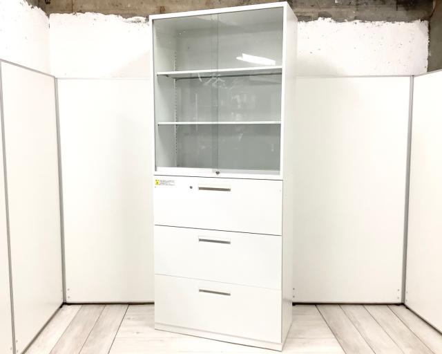 【中古】HSシリーズ 5-821-5312 N1　/　5-825-7052 N2 ウチダ（UCHIDA) ハイキャビネット／両開き＋3段ラテラル