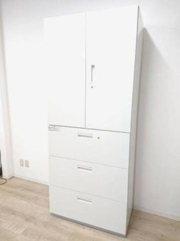 【中古】L6  プラス（PLUS） ハイキャビネット／両開き＋3段ラテラル