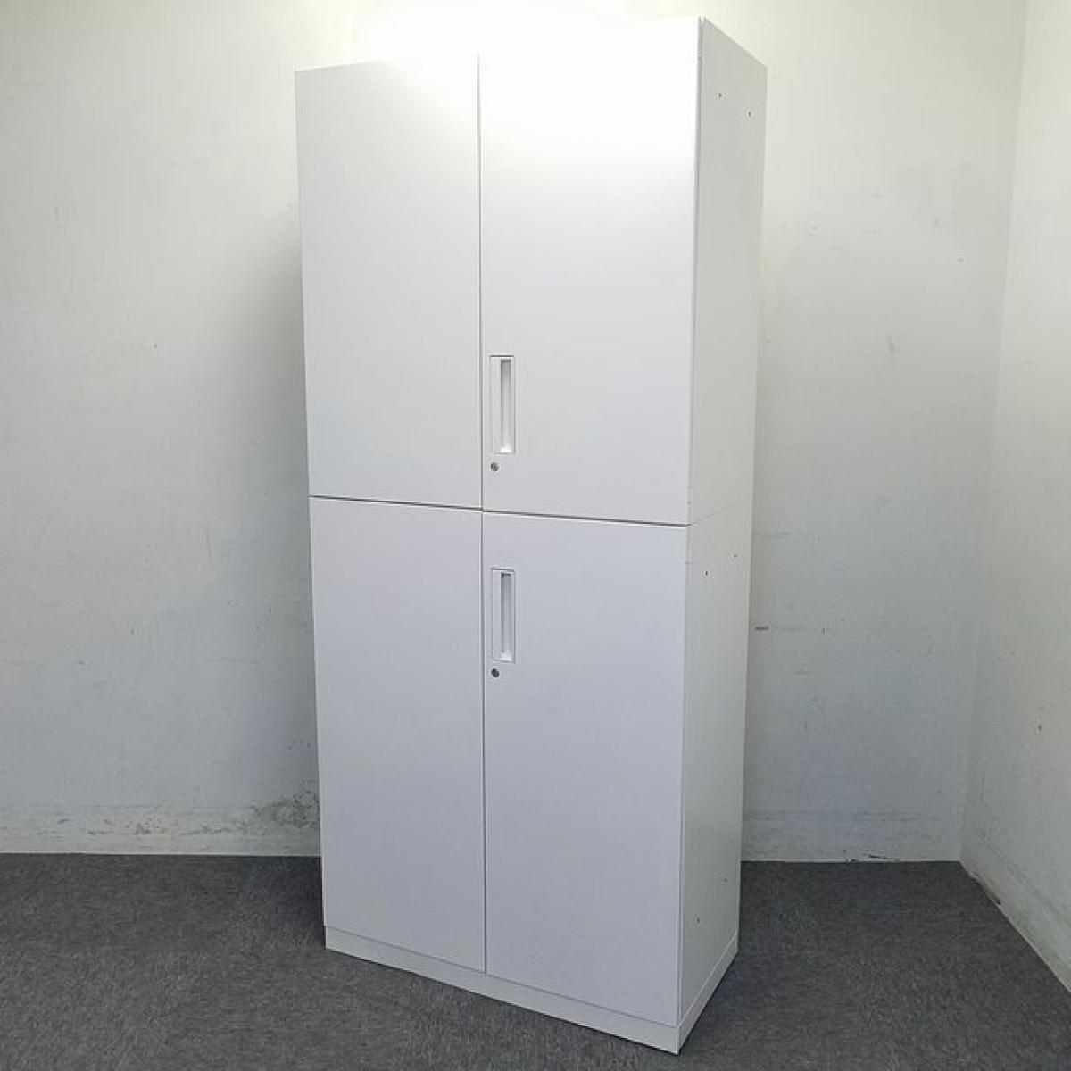 【観音開きですべての書類を見渡せ、必要な書類がラクに取り出せる！人気の書庫セット！】【K12】■コクヨ(KOKUYO)製　エディア(EDIA)シリーズ　上下両開き書庫セット　ハイキャビネット　H2015㎜　■ホワイト　■シリンダー錠
                        エディア
                                    中古
            