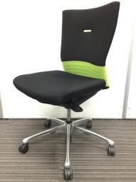 【関西倉庫在庫】オカムラ製　フィーゴ　ブラック×グリーンカラー　ミドルバック　【弊社使用欄：A01045340】