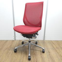 ★【K12】【商品入替のため、残り4脚限り】オカムラ製　ゼファー　レッド　ホワイトフレーム　ハイバック　肘無し　背面メッシュ　人間工学に基づいた快適な座り心地！　体の動きを自然にサポート！　肘無しハイバックチェア！！