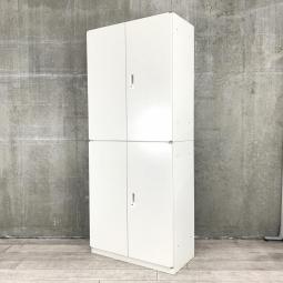 【人気の上下両開き書庫セット！観音開きタイプは中身を一気に見渡せる！】■イトーキ(ITOKI)製　サリダストレージ(Salida Storage)シリーズ　両開き＋両開き　書庫セット　H2140㎜　■ホワイト　■シリンダー錠【IB】