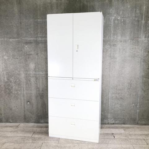 【中古】SAデュオライン 4B3SZZ　ZA75/4B3SZC　ZA75 オカムラ（okamura） ハイキャビネット／両開き＋3段ラテラル