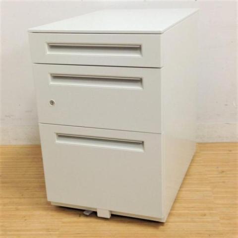 ウチダ　STワゴン　3段ワゴン　シリンダー錠　鍵付き　ホワイト　H600のためH700のデスクと相性抜群【愛知・名古屋・豊田・静岡・浜松】