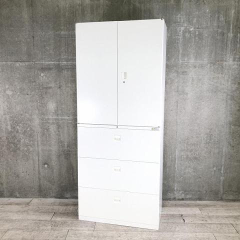 【中古】SAデュオライン 4B3SZZ　ZA75/4B3SZC　ZA75 オカムラ（okamura） ハイキャビネット／両開き＋3段ラテラル