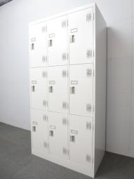 【豊国工業】TLKロッカーシリーズ　9人用(9名用)更衣ロッカー　■ホワイトグレー　3×3名