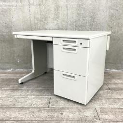 【収納とワークスペースの両立！コンパクトサイズの幅1000㎜！】■プラス(PLUS)製　LA Deskシリーズ　片袖机　W1000×D700㎜　■シリンダー錠　■エルグレー　【収納も充実の片袖机！】【IB】