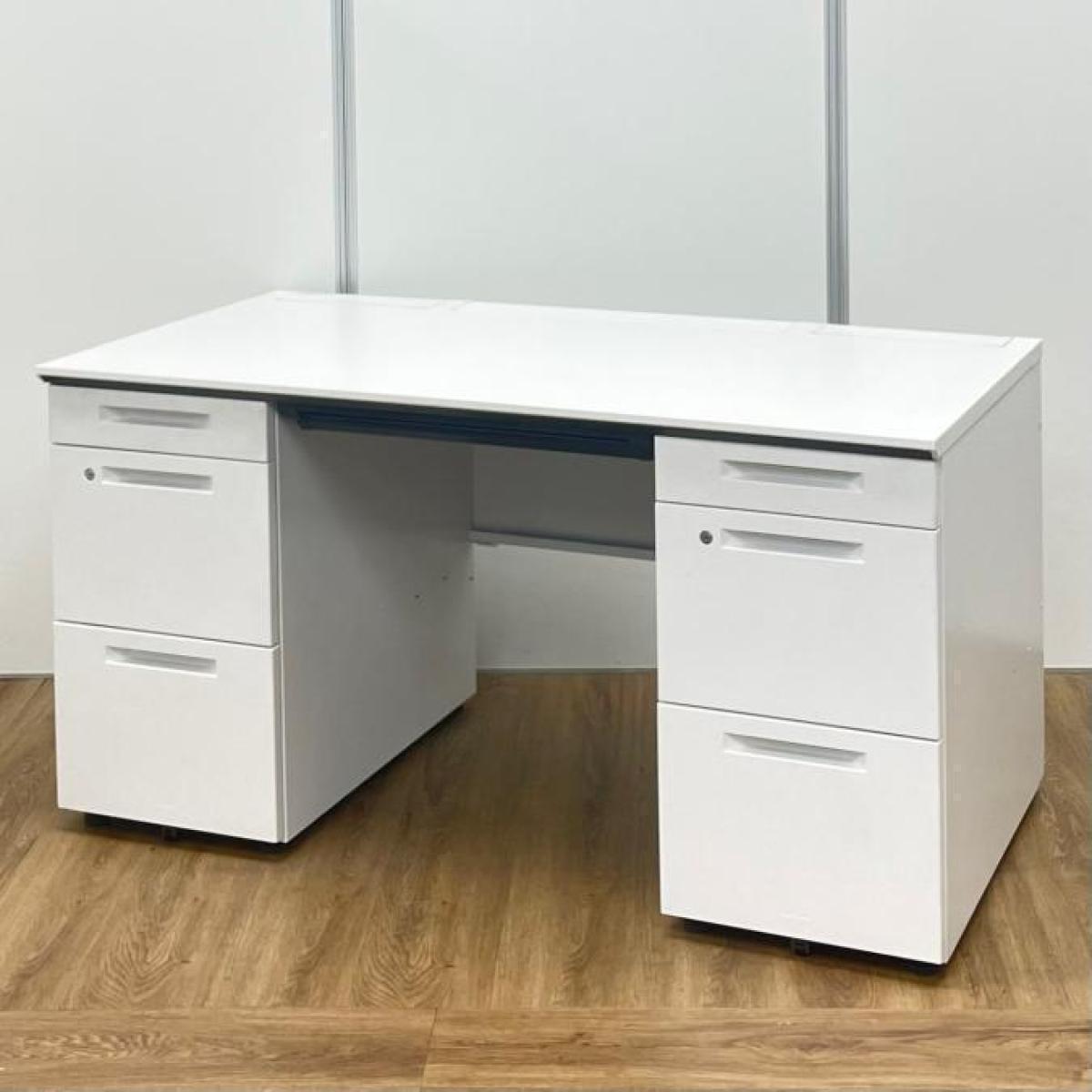 【在庫入替セール】コクヨ　iSシリーズ　両袖机　W1400の定番サイズ　ホワイト　鍵付き　シリンダー錠　両側の引き出しで大容量の収納が可能　【愛知・名古屋・豊田・静岡・浜松】
                        iSシリーズ
                                    中古
            