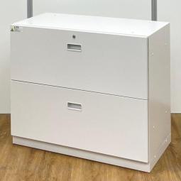 【珍しい2段ラテラルタイプ！】耐久性・機能性を兼ね備えたキャビネット！スペースにジャストフィットする引き出し型収納
■イトーキ/シンライン（THIN LINE）/ホワイト　シリンダー錠