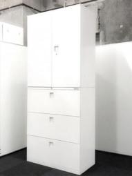 人気シリーズ入荷！定番の上段観音開き+下段引き出しタイプ！A4ファイル6段分収納可能！書類整理に非常におすすめ！
■オカムラ/レクトライン/ホワイト　使い勝手が良くスタイリッシュなヒンジ無仕様！