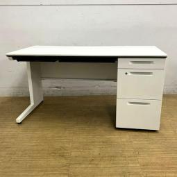 【在庫入替セール】コクヨ　iSシリーズ　片袖机　ゆったり使用できるW1400サイズ　ホワイト天板　鍵付き　シリンダー錠【愛知・名古屋・豊田・静岡・浜松】