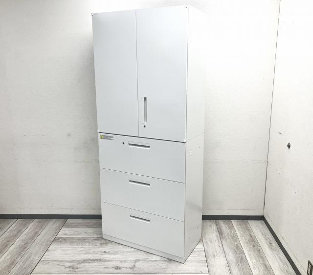 【中古】HSシリーズ 5-821-7352 N1／5-820-5212 N3 ウチダ（UCHIDA) ハイキャビネット／両開き＋3段ラテラル