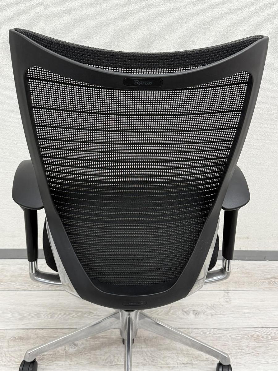 【訳あり】オカムラ（okamura）バロンチェア ハイバック メッシュ 中古】バロンメッシュチェア オカムラ/okamura 肘付ハイバックチェア