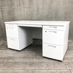 【在庫セール品・1台限定】【T1】■コクヨ（KOKUYO）製　BS＋シリーズ　両袖デスク　W1400mm　■ホワイト　■シリンダー錠【充実のワークスペース！豊富な引出しで机上をスッキリ整理！】