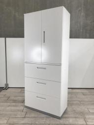 【使いやすさを追求したデザイン！大きめ取っ手で開閉らくらく！観音開き＋3段引き出しの書庫セット！】■イナバ(Inaba)製　TF(ティーエフ)シリーズ　両開き＋3段ラテラル　書庫セット　■シリンダー錠　■ホワイト【2510】弊社使用欄【A01043297/A01043296】