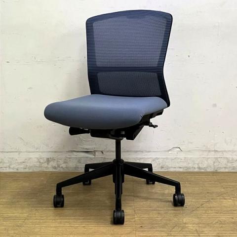 ウチダ　エルフィ　ミドルバックチェア　肘無しモデル　ブルーグレイ×ブラックフレーム　背メッシュ　【愛知・名古屋・豊田・静岡・浜松】