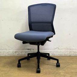 ウチダ　エルフィ　ミドルバックチェア　肘無しモデル　ブルーグレイ×ブラックフレーム　背メッシュ　【愛知・名古屋・豊田・静岡・浜松】