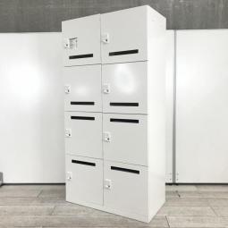 希少/おすすめ/人気　オカムラ(okamura)製　ピクスラインシリーズ　8人用パーソナルロッカー　W900×H1810㎜　■投函口付き　■ダイヤル錠　■ホワイト【増員・拠点開設に】