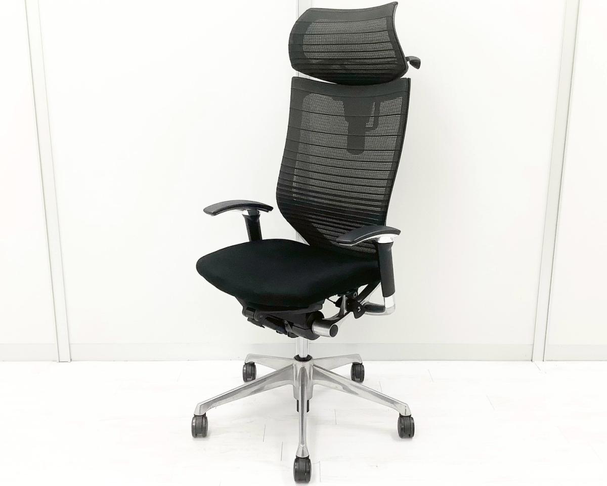 【限定2脚】人気のヘッドレスト付！数量限定入荷！【良い椅子は腰を守る投資です！】■オカムラ　バロンチェア 　可動肘付　ブラック　ヘッドレスト付　グラデーションメッシュ　ポリッシュフレーム　ハンガー付　■上質な座り心地を体感できます！
                        バロンチェア
                                    中古
            