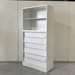 ★コクヨ製　エディア　ホワイト　W900xD400xH1810サイズ　珍しいオープン書庫＋マガジンラックのセット！　よく使う資料やカタログ収納にオススメ！　上下書庫セット(オープン＋マガジンラック)！！