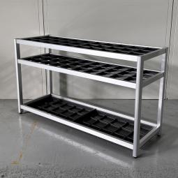 【キャスター付で移動も楽々！大容量30本分！オフィスやクリニックの入り口に必須の品です！】■コクヨ(KOKUYO)製　30本・30人分 (3×10マス)　傘立て　収納　■穴四角　■シルバー　■キャスター脚