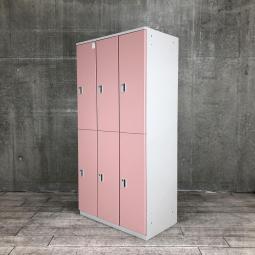 【定価約11万円】【かわいいピンクカラー！】【省スペースに6名分の収納可能！常に人気の高い更衣用ロッカー！】■イトーキ(ITOKI)製　LBシリーズ　6人用更衣ロッカー　W900×D450㎜　■扉：ピーチピンク/側面：グレー　■シリンダー錠【スイミングスクールやプールの更衣室におすすめ！】※穴あき有