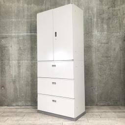 【関西倉庫在庫品・ロット入荷】■イトーキ (ITOKI)製　シンライン　ハイキャビネット 　両開き＋3段ラテラル　書庫セット　■グレー　■シリンダー錠【これ1台で書類整理の問題が解決！上下で6段分の大容量収納！】