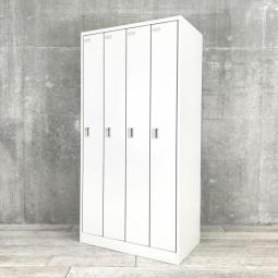 【個人の衣服や荷物をしっかり管理！使い勝手の良い4人用ロッカー】■オカムラ(okamura)製　FZシリーズ　4人用更衣ロッカー　W900×D515㎜　■ライトスモーク色　■シリンダー錠【弊社使用欄：A01053207】