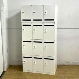 オカムラ　12人用メールロッカー　ダイヤル錠　ホワイト　投函口あり　※暗証番号検索キーは別途費用にて作成
