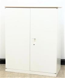 【高品質で使いやすい！人気のレクトラインシリーズ！】■オカムラ製　両開き書庫　W900×D450×H1100mm　ホワイト