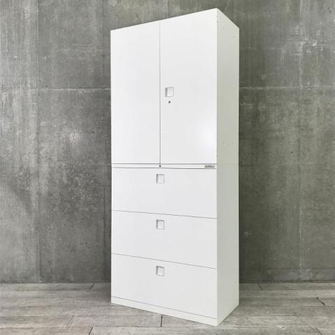 【中古】レクトライン  オカムラ（okamura） ハイキャビネット／両開き＋3段ラテラル