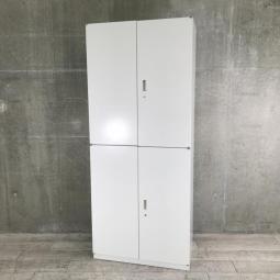 【2セット限定】【A4が6段分収納可能！搬入時は上下別の2個口での納品となるためエレベーター搬入も安心！】■イトーキ（ITOKI）製　シンライン　両開き＋両開き　書庫セット　■シリンダー錠　■色：ホワイト　オフィスバスターズ　心斎橋店  ■弊社使用欄【A01044471　A01044472】