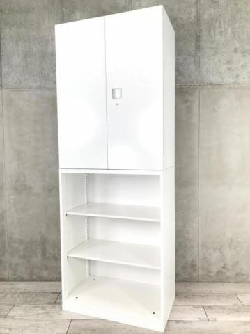 【オープン+両開きの書庫セット!大人気オカムラ製のレクトラインが入荷!】■オカムラ(okamura)製 レクトライン(Rectline) オープン+両開き ハイキャビネット ■ホワイト ■シリンダー錠 ※扉外し商品のため外し跡がございます。