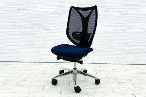 【外部倉庫品】◆オカムラ/サブリナ/ブルー　◆ハイバック/肘無し/ポリッシュ　テレワークにも！【OI】
