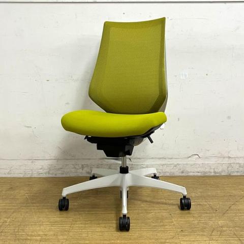 【在庫入替セール】コクヨ　デュオラチェア　メッシュタイプ　肘無しモデル　ライトオリーブ×ホワイトフレーム　お洒落で使い勝手の良い仕様とカラーリングで人気