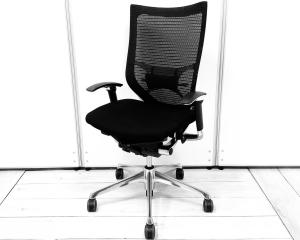 【肘付（可動肘）/クッション座面/ランバーサポート有】スタンダードメッシュ ブラックボディ アームレスト付 アジャストアーム 可動肘 オススメ(おすすめ) 大人気  ・Okamura/オカムラ ・Baron/バロン ※横浜本店撮影画像※