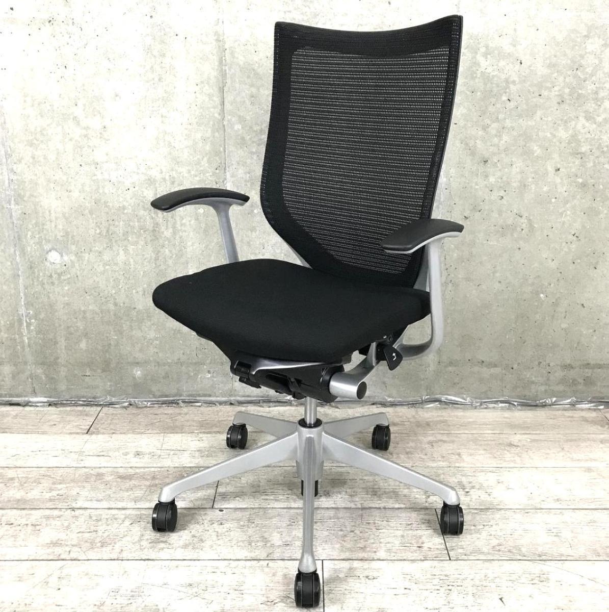 中古】バロンチェア CP45DR FDF1 オカムラ/okamura 肘付ハイバック 