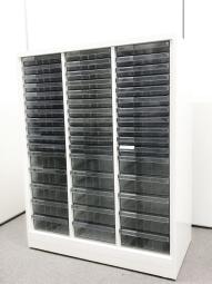 【書類や備品の保管・収納にオススメ！】｜■オカムラ　レクトライン　クリスタルトレー　■ホワイト　■3列　浅型11段　深型5段　オフィスバスターズ　神戸・三宮店