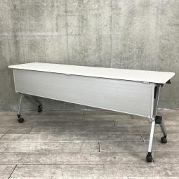 【会議室の作成や増設に！平行スタックで省スペース！】/オススメ(おすすめ) /人気商品【弊社使用欄：A01048351】■イトーキ（ITOKI）　HXシリーズ　サイドスタックテーブル　ミーテイングテーブル　■W1800×D450㎜　■ホワイト　■幕板付き　■キャスター付き